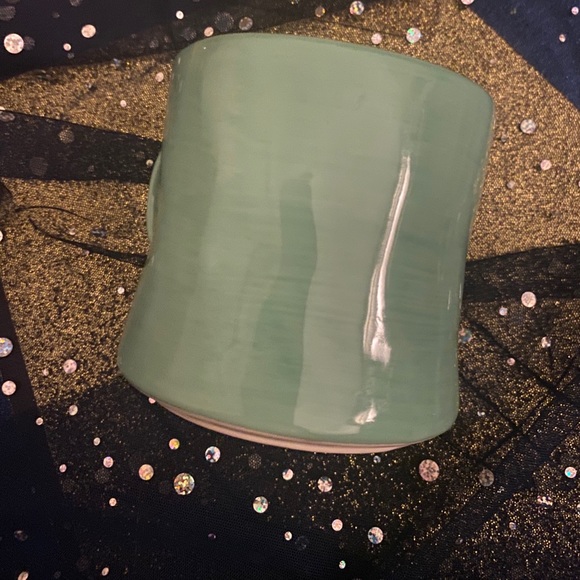 NWOT ANTHRO LMTD HAND-PAINTED TEAL WHITE MONOGRAM A ALPHABET RETRO Mug - Picture 7 of 8